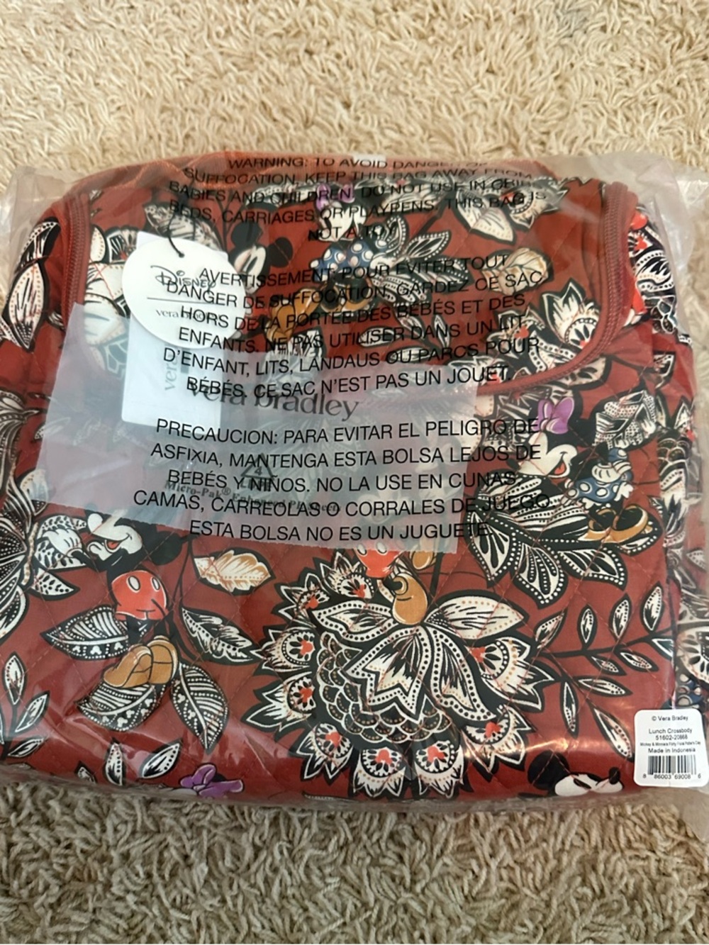 🇺🇸NWT VERA BRADLEY MICKY AND MINNIE FLIRTY FLORAL COOLER BAG - Picture 6 of 6